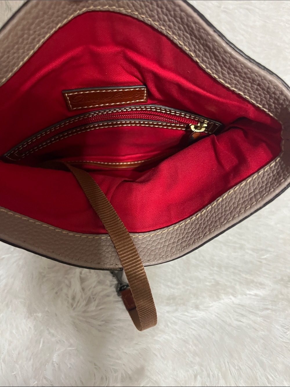 Dooney & Bourke Taupe Crossbody with Brown Trim and Toggle - Picture 7 of 7